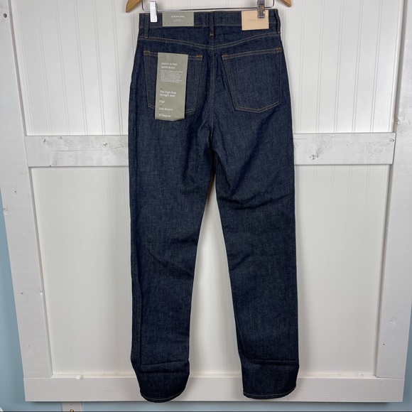 NEW • EVERLANE The High Rise Straight Jeans in Dark Rinse - Picture 8 of 9